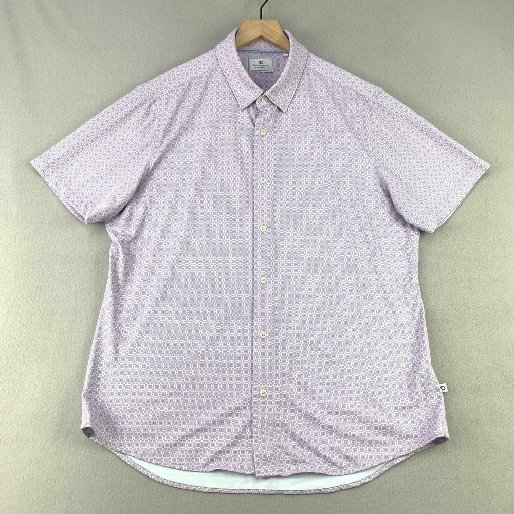 7 Diamonds Cassian Shirt Mens Large Pink 4-Way Stretch Textured Knit Preppy Work